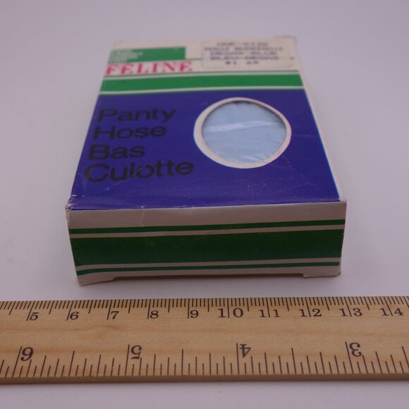 Vintage Feline One-Size Degas-Blue 100%Nylon Sandalfoot Made in Canada Pantyhose - Picture 2 of 9